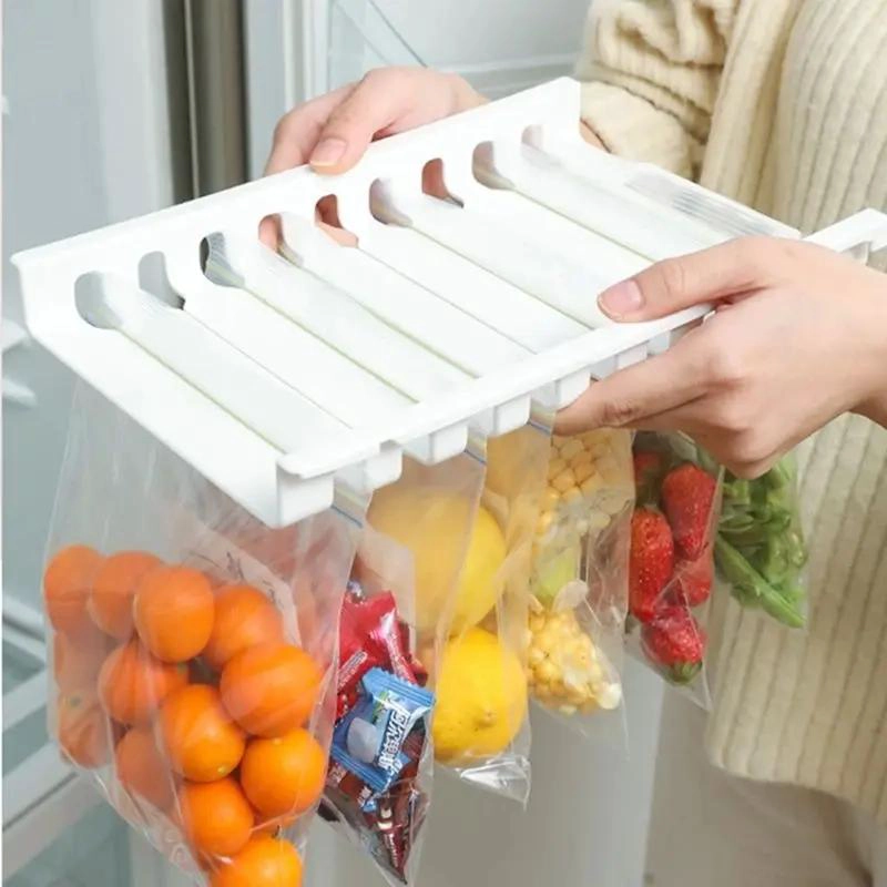 ORGANIZADOR DE BOLSAS PARA REFRIGERADOR CON RIELES Y 10 BOLSAS ZIP - 3