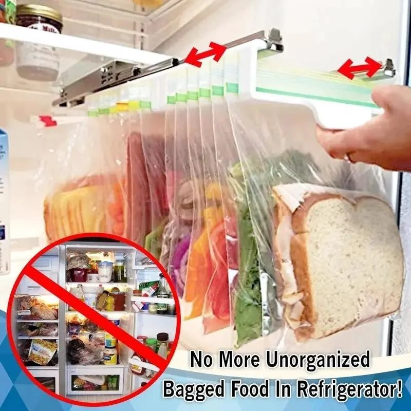 ORGANIZADOR DE BOLSAS PARA REFRIGERADOR CON RIELES Y 10 BOLSAS ZIP - 4