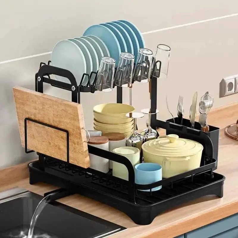 ESCURRIDOR DE PLATOS DE COCINA 2 NIVELES PARA HOGAR - 4
