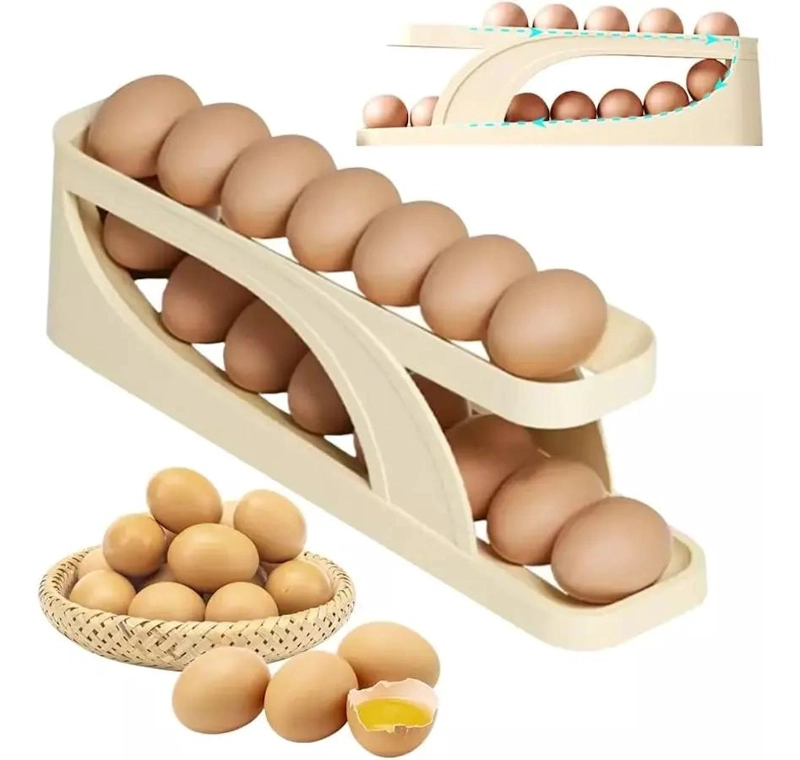 HUEVERA ORGANIZADORA PARA 14 HUEVOS EN COLOR BEIGE - 2