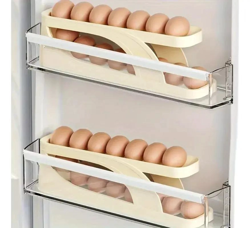 HUEVERA ORGANIZADORA PARA 14 HUEVOS EN COLOR BEIGE - 3