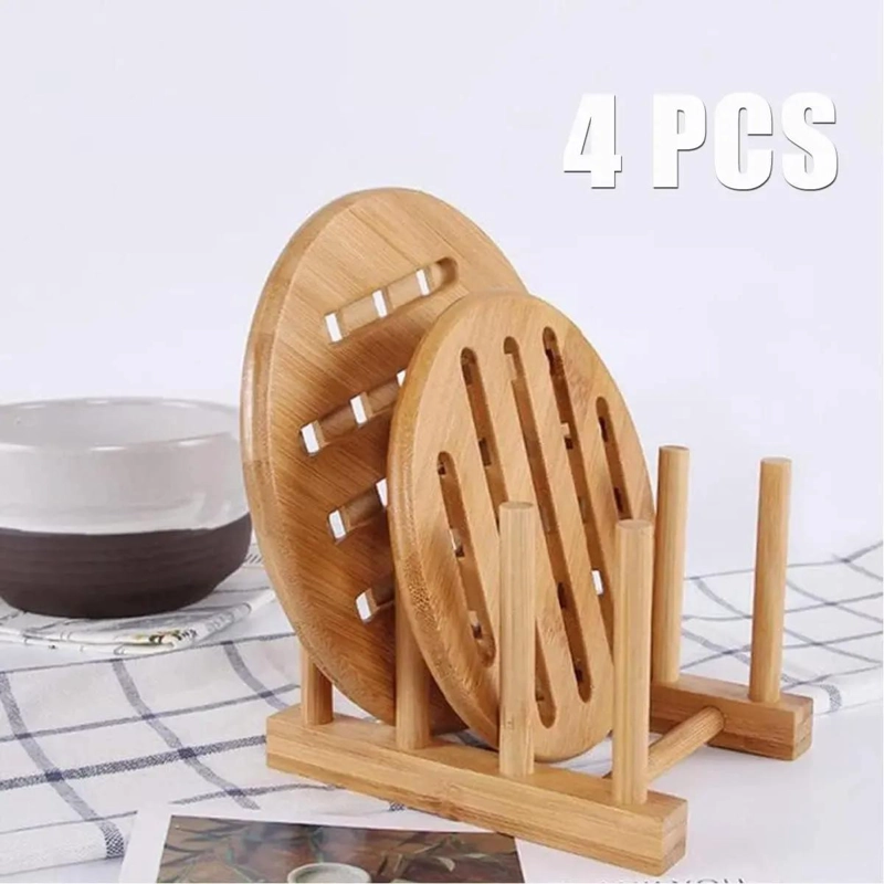 SOPORTE DE MADERA PARA PLATOS Y TAPAS ORGANIZADOR DE COCINA - 6