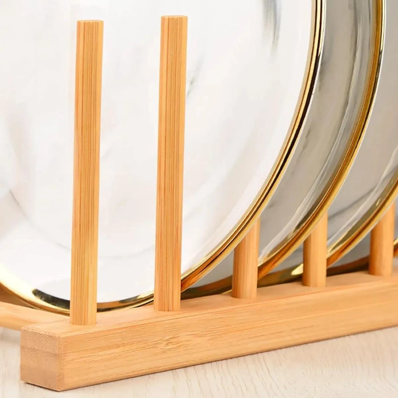 SOPORTE DE MADERA PARA PLATOS Y TAPAS ORGANIZADOR DE COCINA - 8