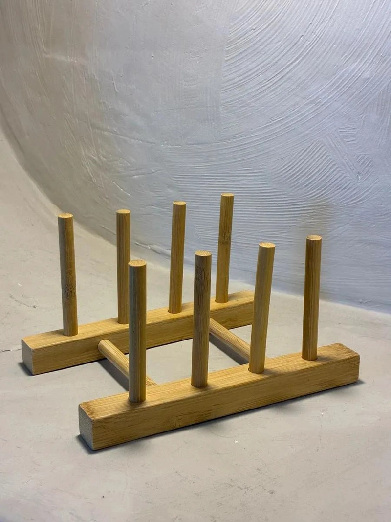 SOPORTE DE MADERA PARA PLATOS Y TAPAS ORGANIZADOR DE COCINA - 9