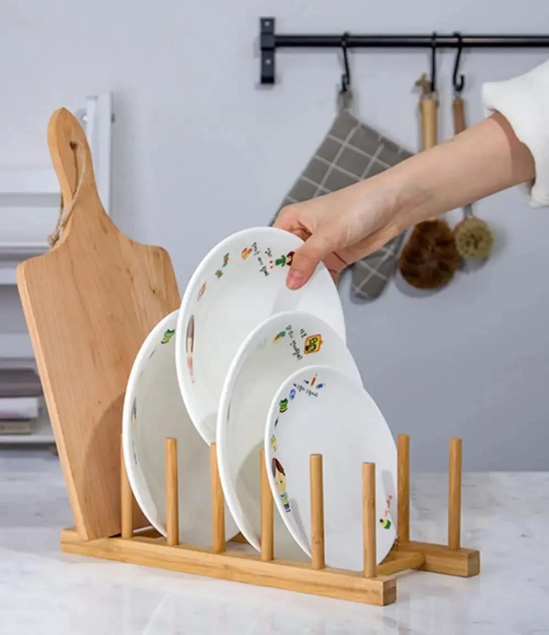 ESCURRIDOR DE PLATOS DE BAMBU NATURAL PARA COCINA - 3