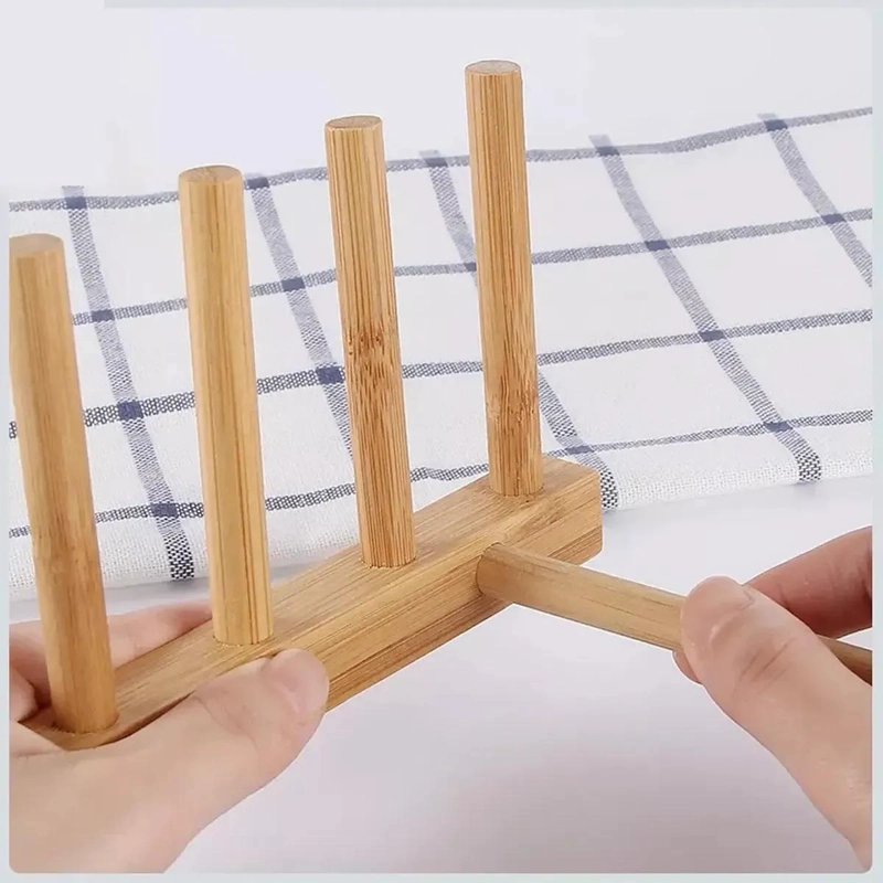 ESCURRIDOR DE PLATOS DE BAMBU NATURAL PARA COCINA - 5