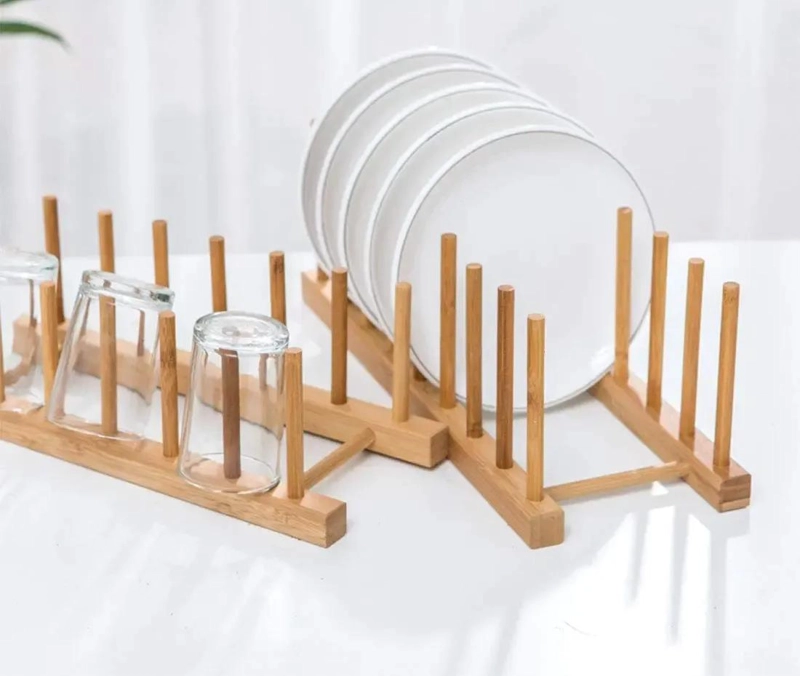 ESCURRIDOR DE PLATOS DE BAMBU NATURAL PARA COCINA - 6