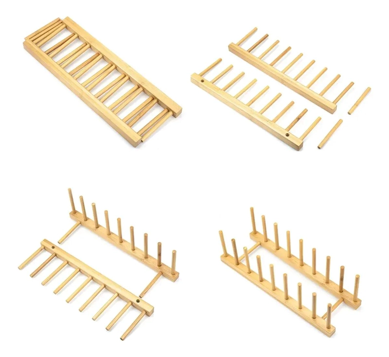 ESCURRIDOR DE PLATOS DE BAMBU NATURAL PARA COCINA - 7