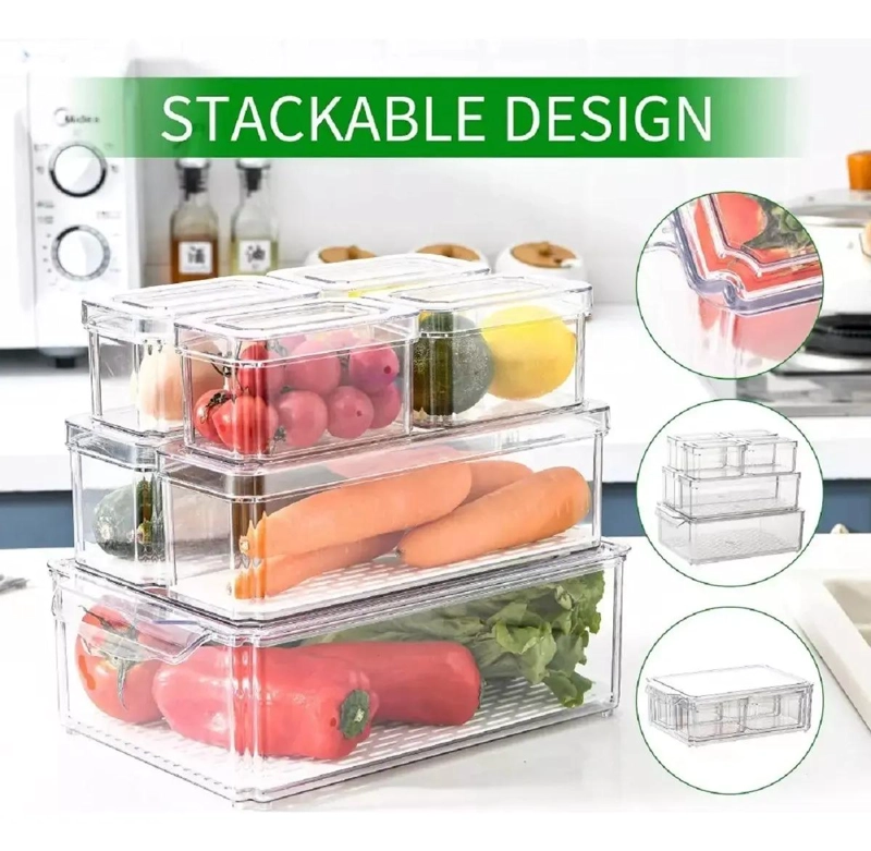 SET DE 7 CONTENEDORES ORGANIZADORES PARA REFRIGERADOR CON TAPA - 5
