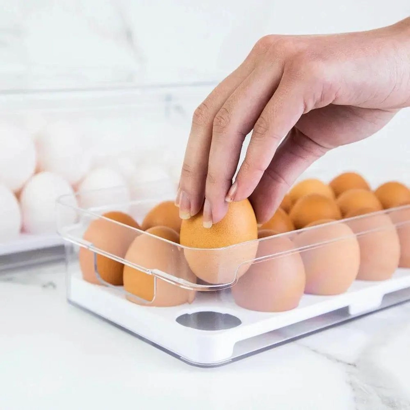 ORGANIZADOR DE HUEVOS TRANSPARENTE PARA 18 UNIDADES EN COCINA - 4