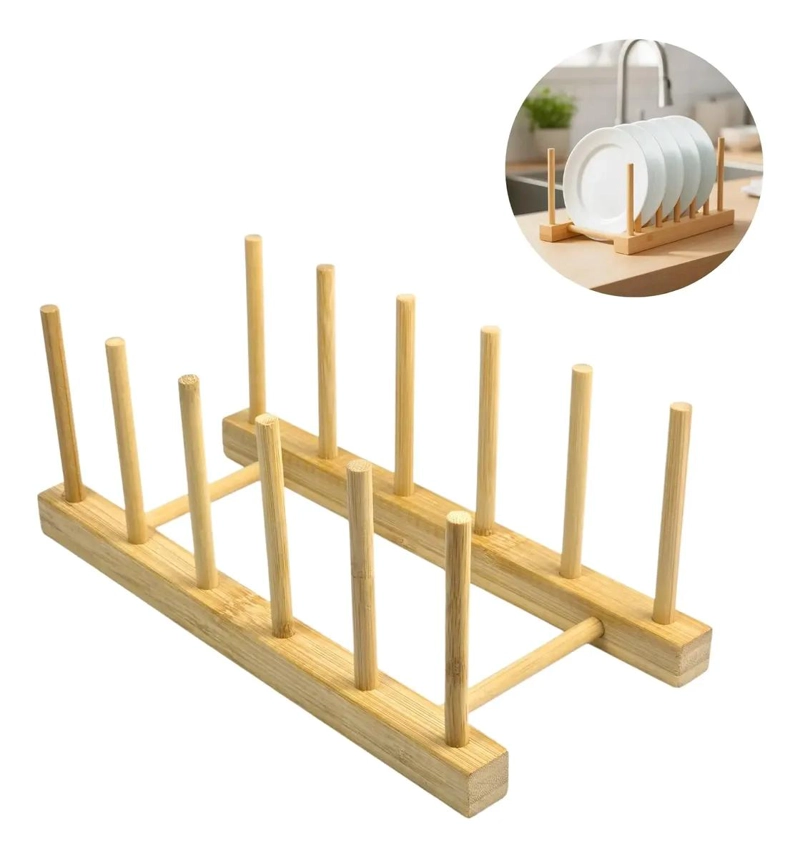 ESCURRIDOR DE PLATOS PLEGABLE DE BAMBU ECOLOGICO PARA COCINA - 1