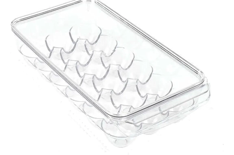 ORGANIZADOR DE HUEVOS TRANSPARENTE PARA 18 HUEVOS CON TAPA - 1