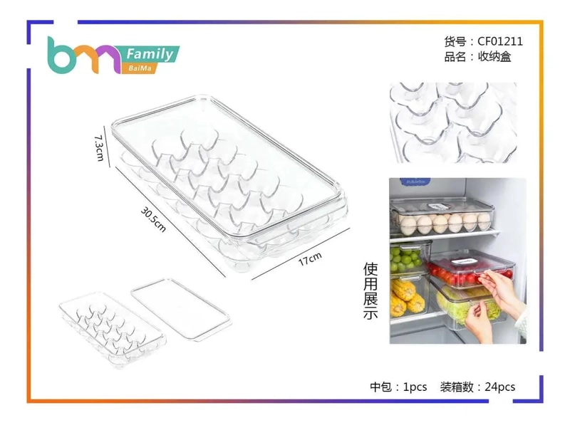 ORGANIZADOR DE HUEVOS TRANSPARENTE PARA 18 HUEVOS CON TAPA - 5