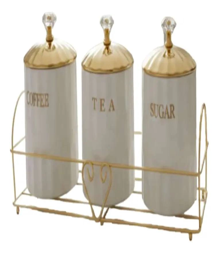 SET DE 3 FRASCOS HERME TICOS DE CERAMICA PARA ALMACENAMIENTO - 1