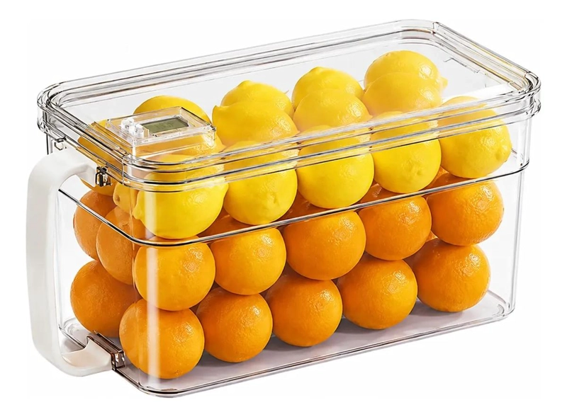 CONTENEDOR ORGANIZADOR TRANSPARENTE PARA REFRIGERADOR CON TAPA - 1