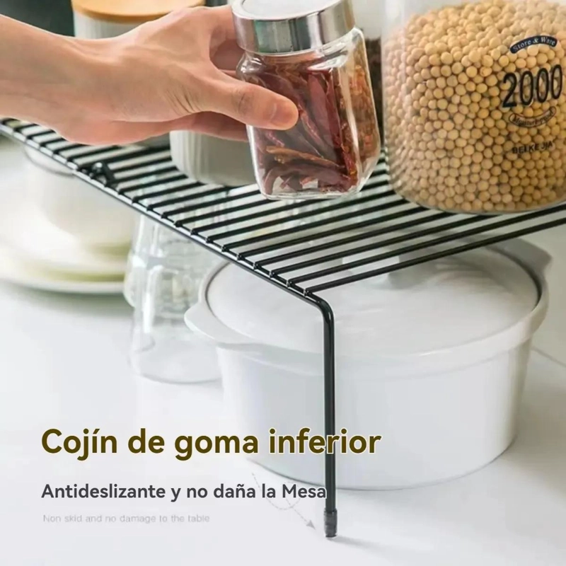 REPISA EXTENSIBLE ORGANIZADOR DE COCINA COLOR NEGRO - 5