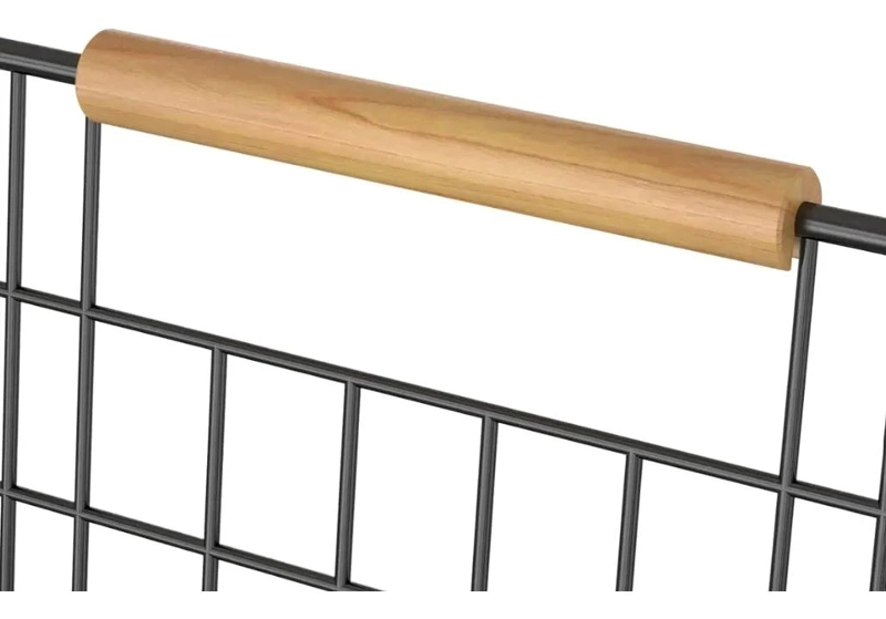 CANASTO ORGANIZADOR RECTANGULAR DE METAL CON MANILLAS DE MADERA - 6
