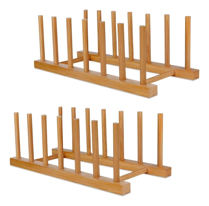 ESTANTE ORGANIZADOR DE PLATOS Y TAZAS DE BAMBU PACK DE 2 - 1