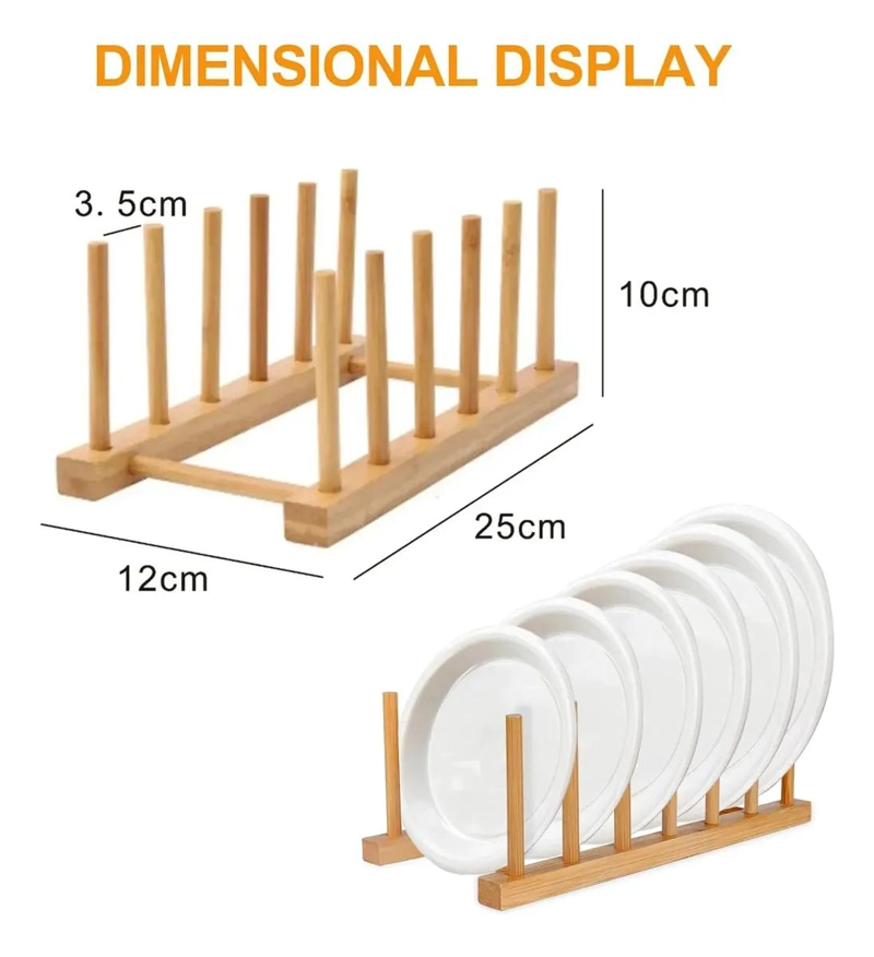 ESTANTE ORGANIZADOR DE PLATOS Y TAZAS DE BAMBU PACK DE 2 - 6