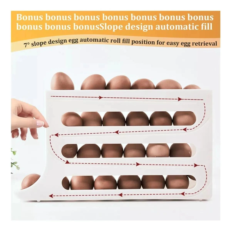 DISPENSADOR DE HUEVOS ORGANIZADOR PARA REFRIGERADOR DE 4 NIVELES - 5