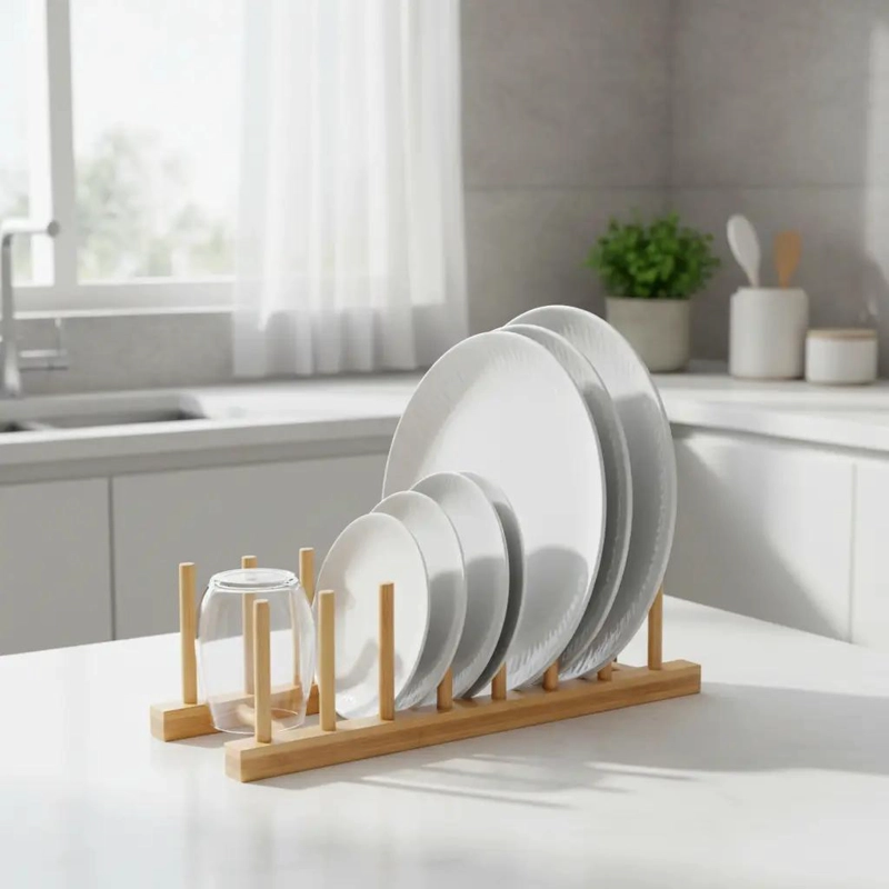 ORGANIZADOR DE PLATOS Y SECAPLATOS EN COLOR MARRON - 8