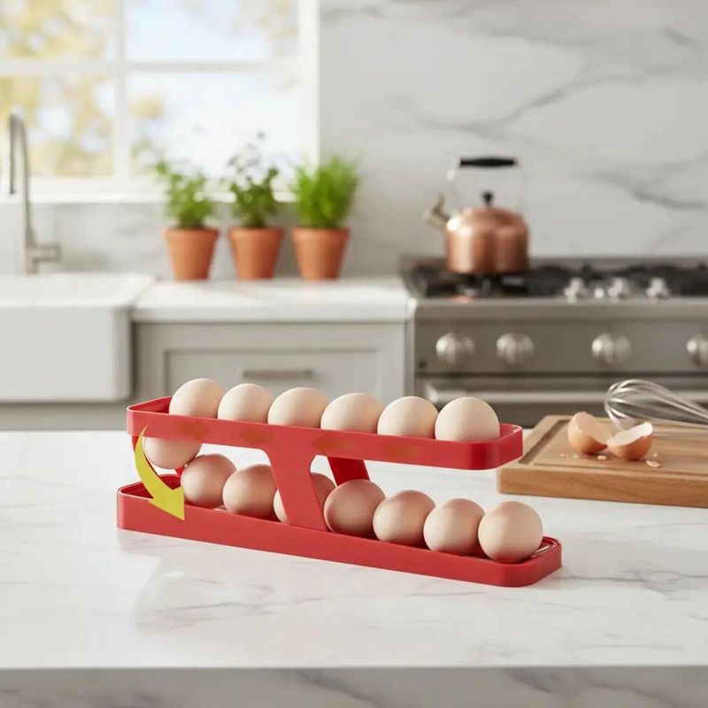 DISPENSADOR ORGANIZADOR DE HUEVOS AUTOMATICO PARA 14 UNIDADES - 2