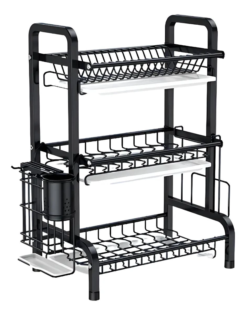 ESCURRIDOR ORGANIZADOR DE PLATOS 3 NIVELES CON DRENAJE - 2