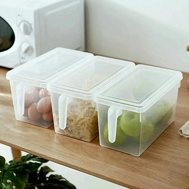 CAJA ORGANIZADORA RECTANGULAR TRANSPARENTE CON TAPA Y MANGO - 5