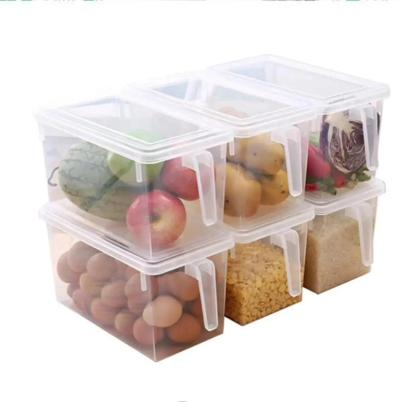 CAJA ORGANIZADORA RECTANGULAR TRANSPARENTE CON TAPA Y MANGO - 6