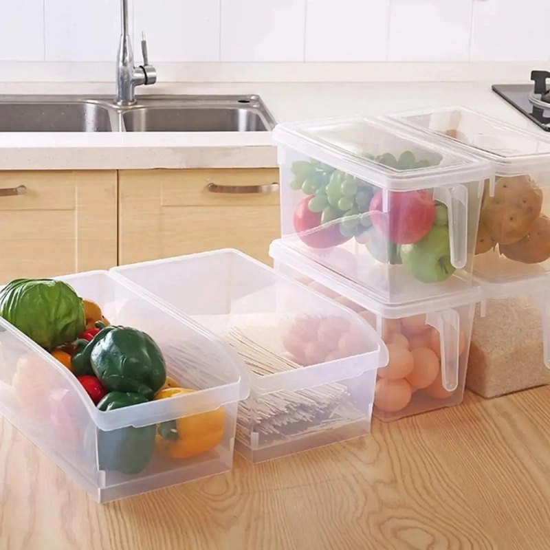 CAJA ORGANIZADORA RECTANGULAR TRANSPARENTE CON TAPA Y MANGO - 7