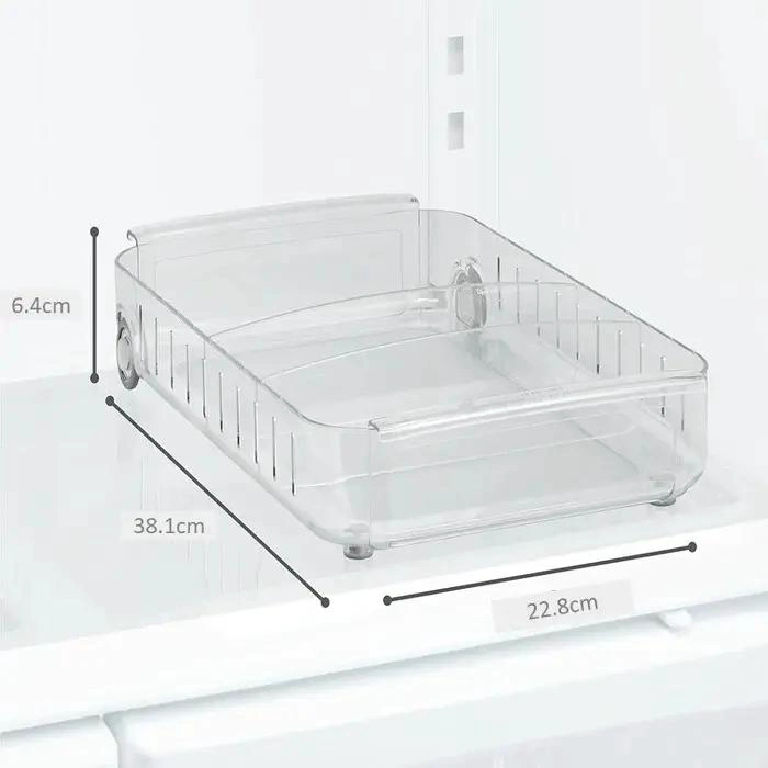 ORGANIZADOR TRANSPARENTE PARA REFRIGERADOR CON RUEDAS Y MANGO - 2