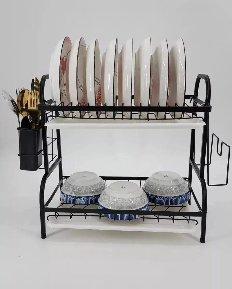 ESCURRIDOR DE PLATOS DE COCINA 2 NIVELES CON BANDEJA DE GOTEO - 4