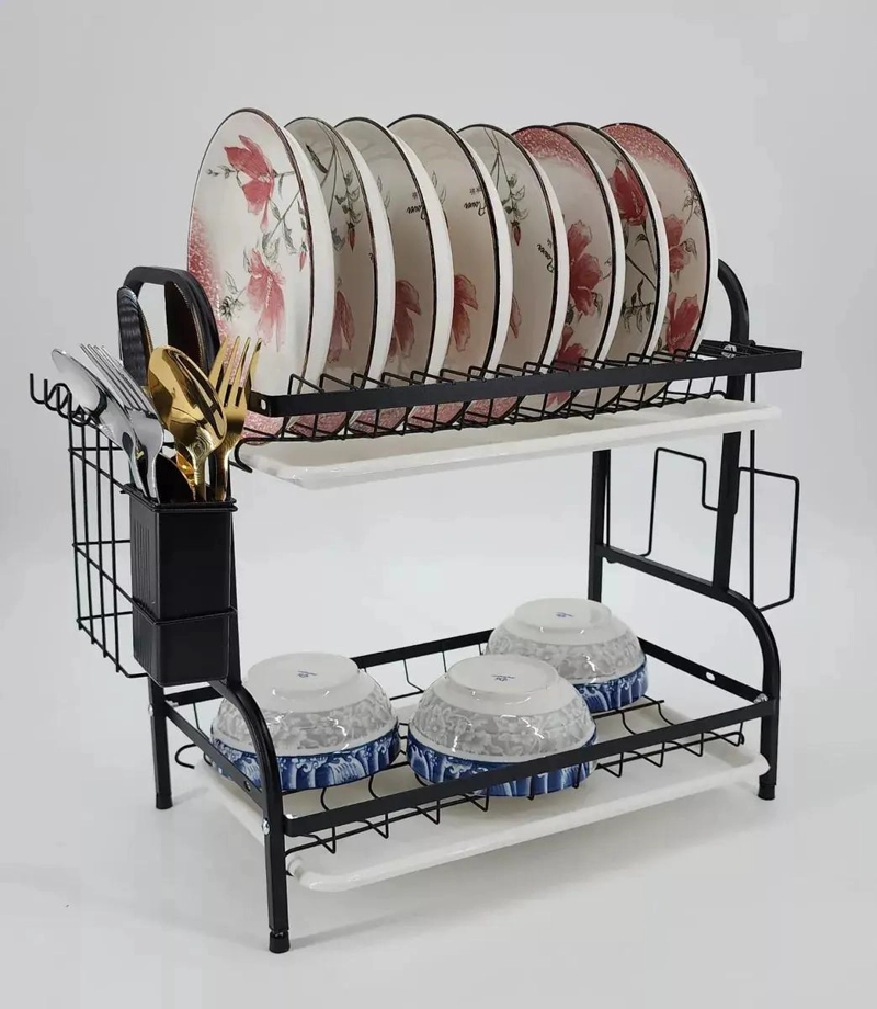 ESCURRIDOR DE PLATOS DE COCINA 2 NIVELES CON BANDEJA DE GOTEO - 5