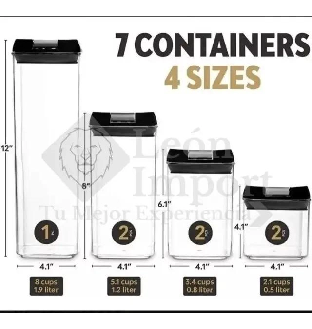 SET DE 7 CONTENEDORES ORGANIZADORES DE ALIMENTOS CON CIERRE HERME TICO - 3