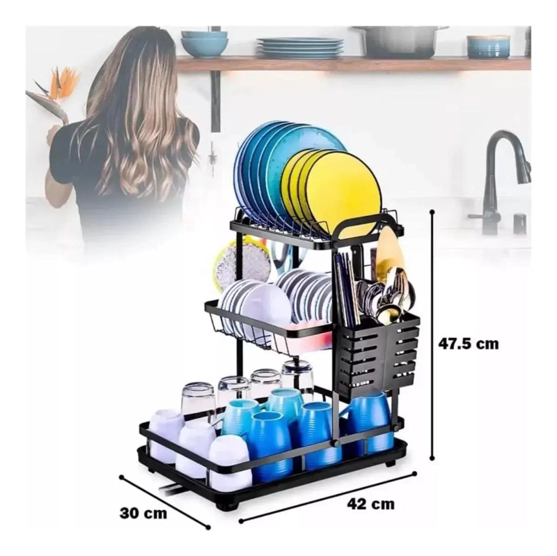 ESCURRIDOR DE PLATOS 3 NIVELES PARA COCINA - 4
