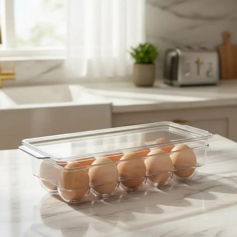 ORGANIZADOR ACRILICO PARA 12 HUEVOS CON TAPA TRANSPARENTE - 2