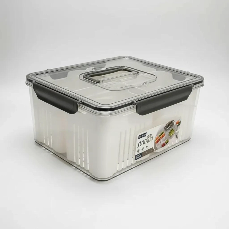 ORGANIZADOR DE REFRIGERADOR CON TAPA Y 4 DIVISIONES PARA ALIMENTOS - 1