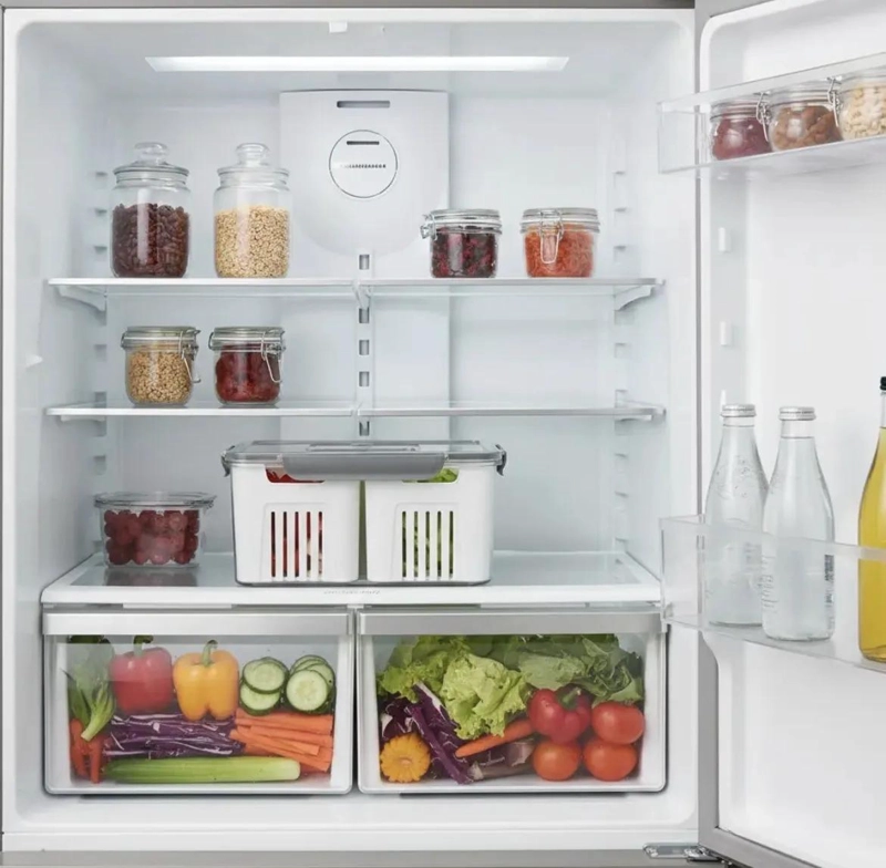 ORGANIZADOR DE REFRIGERADOR CON TAPA Y 4 DIVISIONES PARA ALIMENTOS - 2