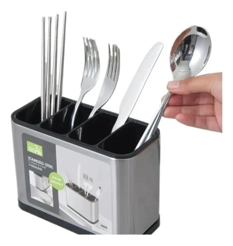 ESCURRIDOR DE CUBIERTOS DE ACERO INOXIDABLE CON 4 COMPARTIMENTOS - 3