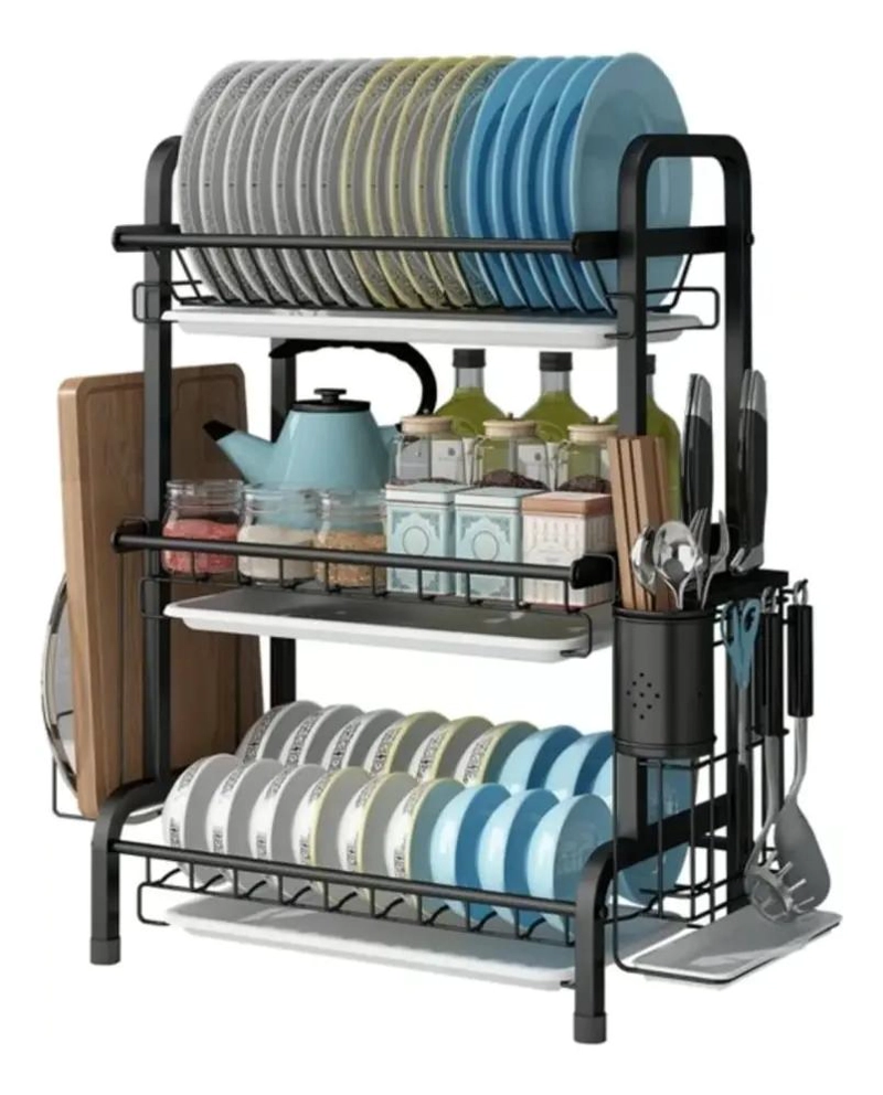ESCURRIDOR DE PLATOS ORGANIZADOR DE COCINA 3 NIVELES - 1