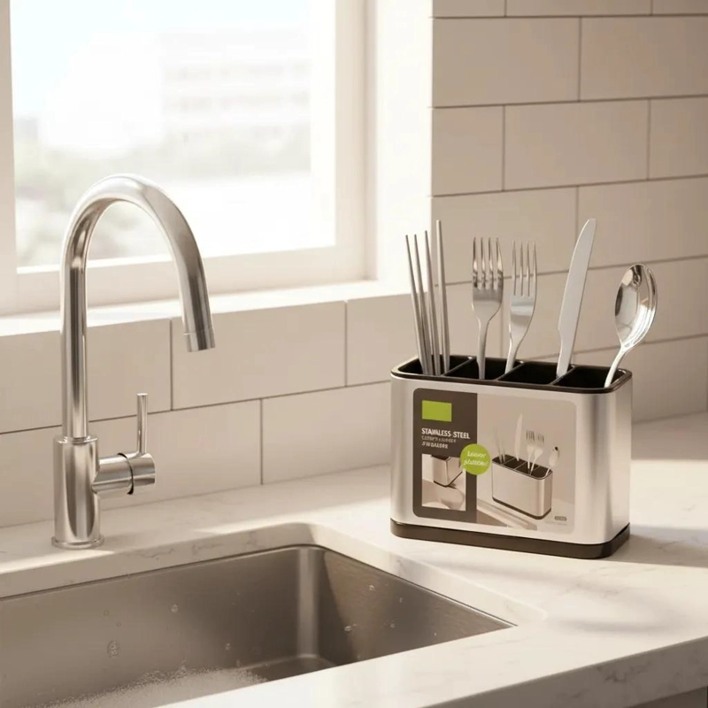 ESCURRIDOR DE UTENSILIOS DE COCINA EN ACERO INOXIDABLE - 1