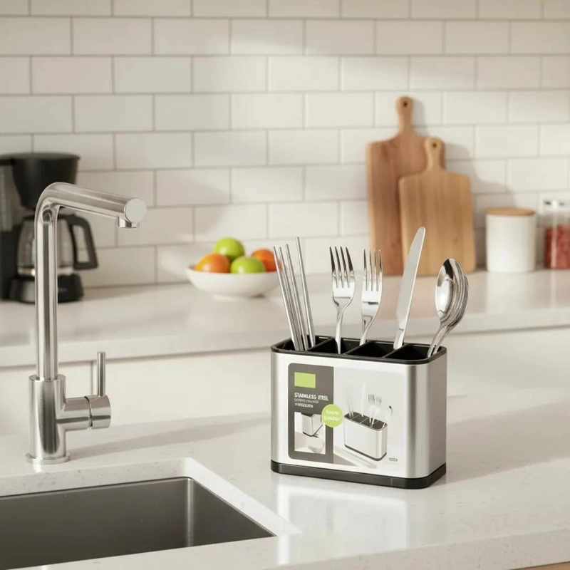 ESCURRIDOR DE UTENSILIOS DE COCINA EN ACERO INOXIDABLE - 4