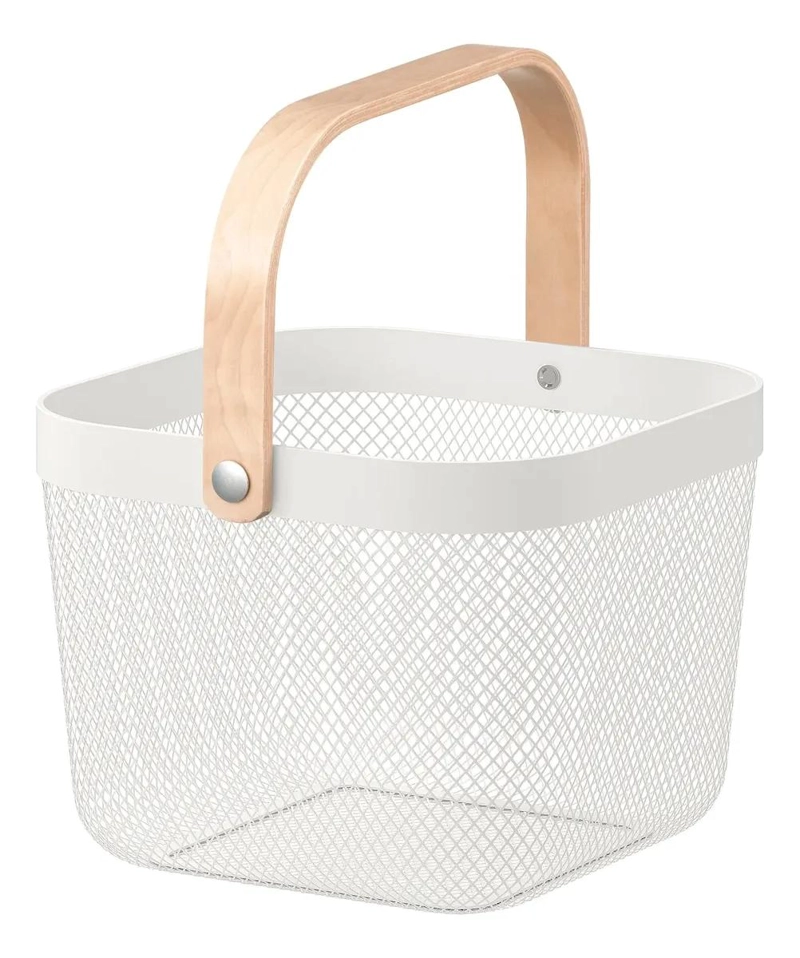 CANASTO ORGANIZADOR DE MALLA DE ACERO BLANCO PARA ALIMENTOS - 1
