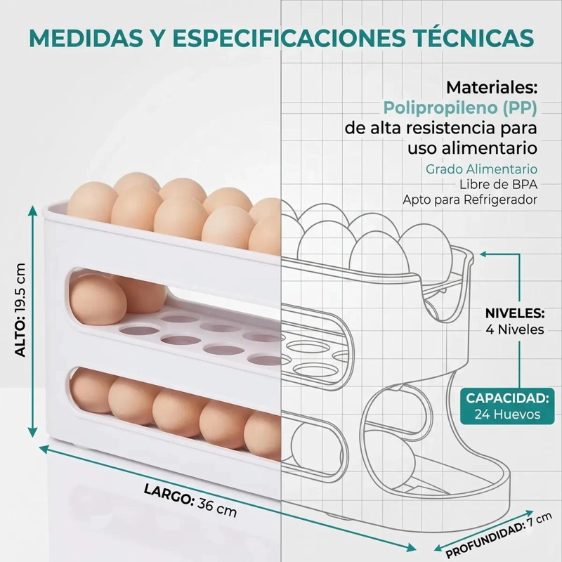 ORGANIZADOR VERTICAL DE HUEVOS PARA 24 UNIDADES EN 4 NIVELES - 8