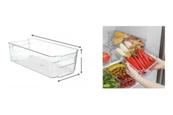 CAJA ORGANIZADORA PARA REFRIGERADOR CON ASA DE APERTURA 38X21X9 CM - 1