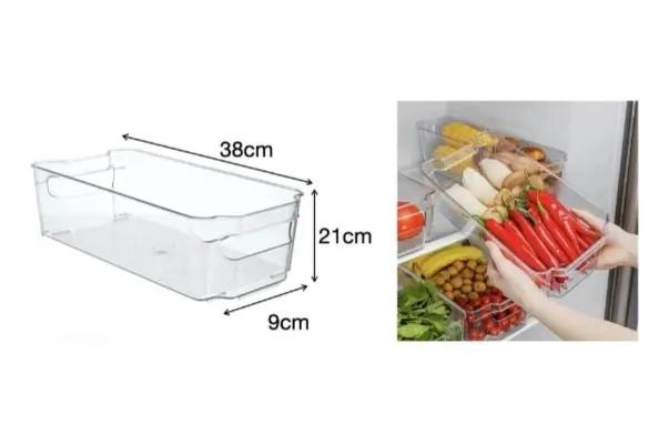 CAJA ORGANIZADORA PARA REFRIGERADOR CON ASA DE APERTURA 38X21X9 CM - 2
