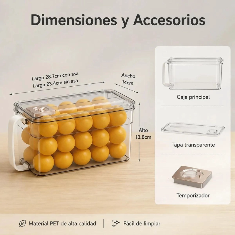 CONTENEDOR ORGANIZADOR TRANSPARENTE PARA REFRIGERADOR CON TAPA - 2