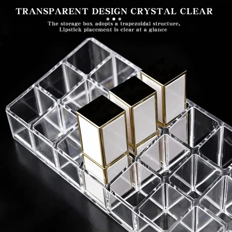 ORGANIZADOR ACRILICO TRANSPARENTE PARA LABIALES CON 12 COMPARTIMENTOS - 3