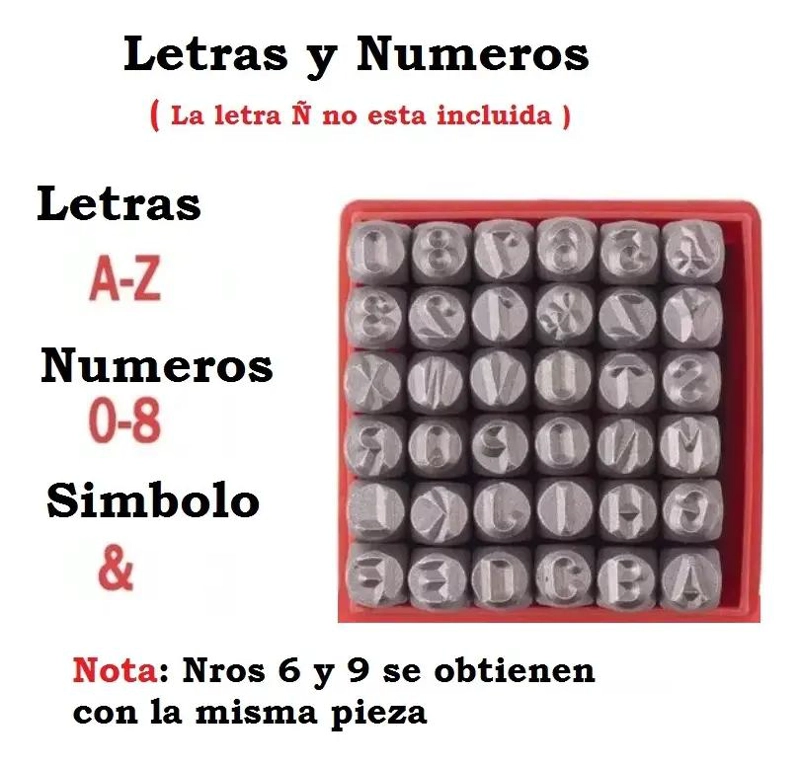 JUEGO DE NUMEROS Y LETRAS PARA MARCAJE 36 PIEZAS - 2