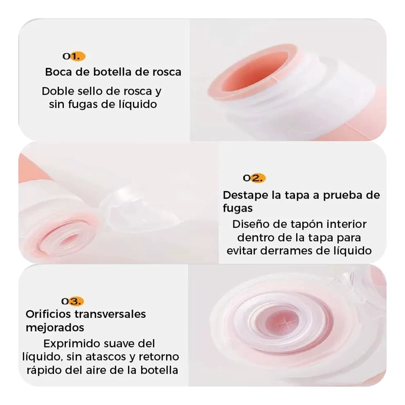 SET DE 4 BOTELLAS DE SILICONA ANTIFUGAS DE 90 ML - 7
